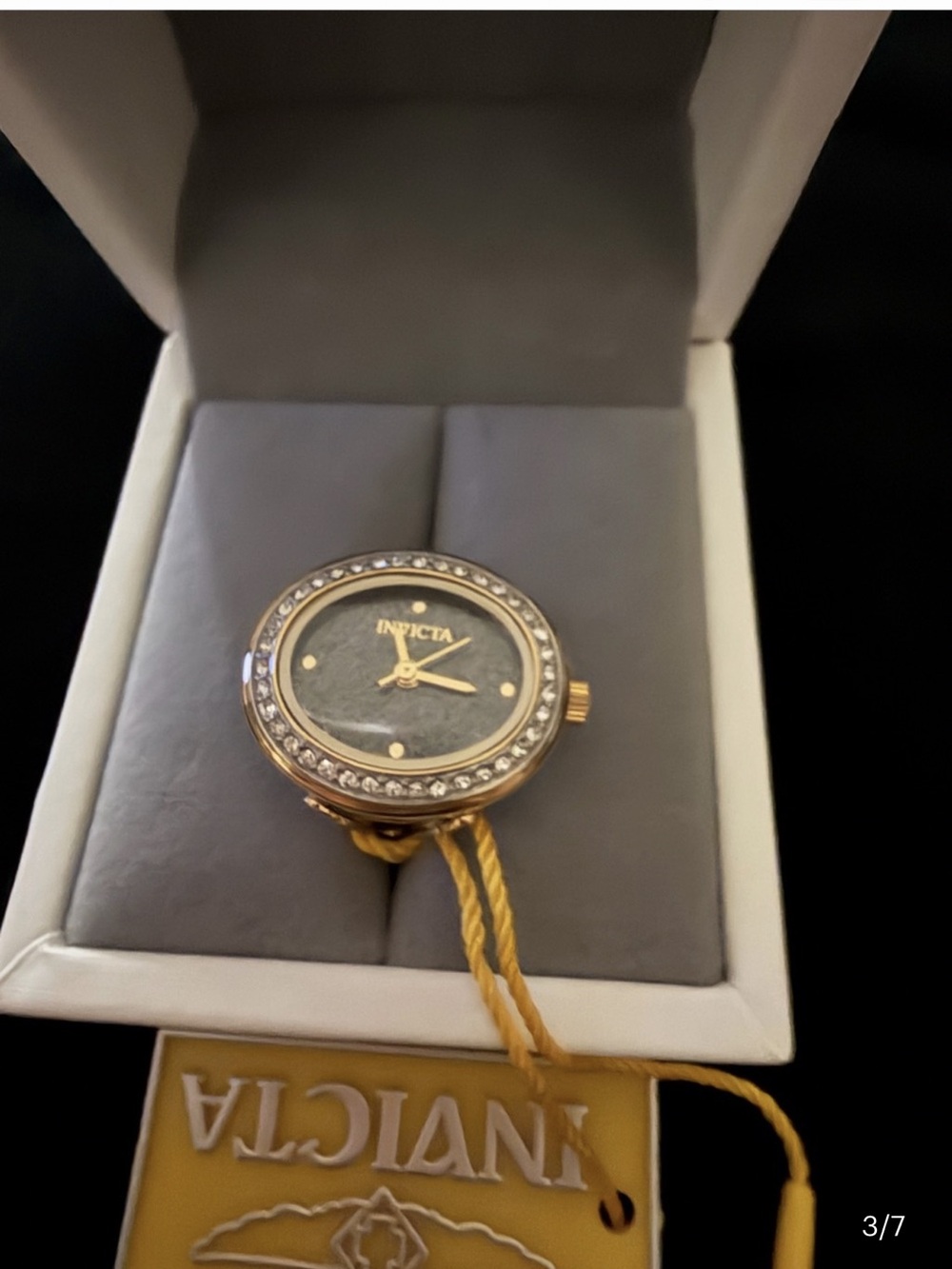 Invicta Gold-Tone Women's Watch with Black Dial and Crystal Bezel